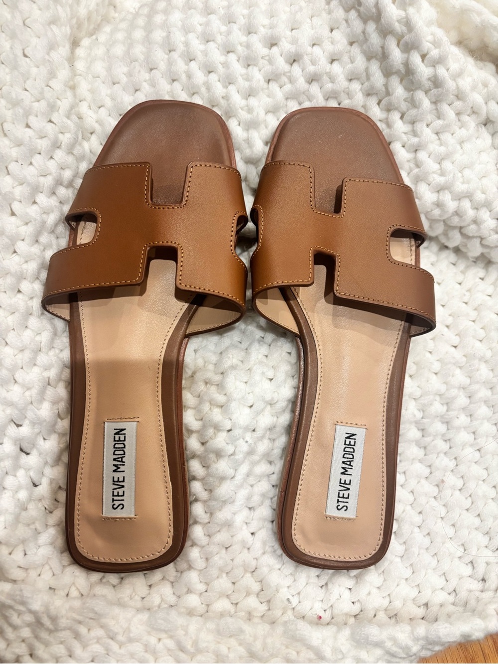 Steve Madden Slide Sandals in Cognac Brown - Picture 2 of 4
